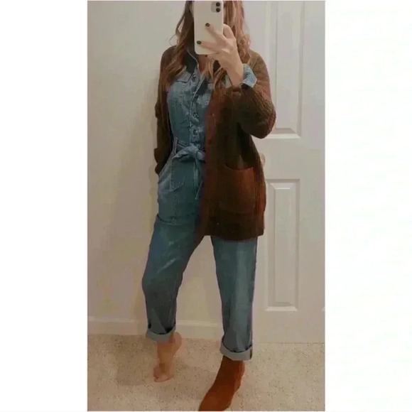 NWOT Anthropologie Pilcro Kora Classic Denim Button Front Belted Jumpsuit Sz XS - Picture 5 of 15